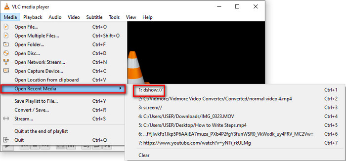 FVC VLC-set die opname controleert