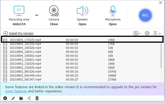 Finalitzar l'enregistrament