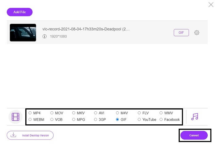 Configura Convertir-lo a GIF