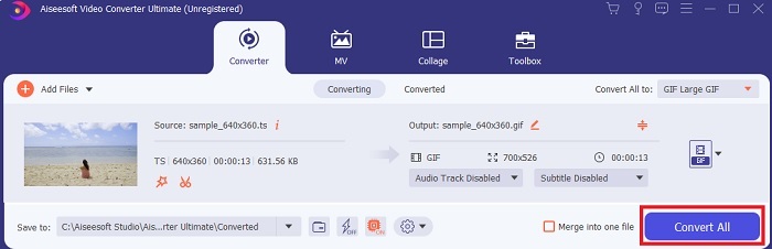 Start The Conversion Of The TS File