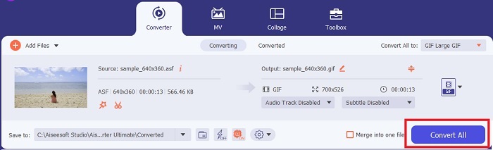 Iniciar el proceso de conversión