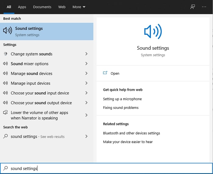 Tipo de configuración de sonido