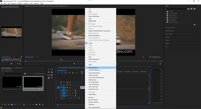 Adobe Premiere Ajustar velocidad