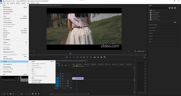 Datoteka za izvoz Adobe Premiere