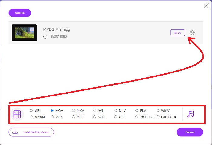 online mov converter to mpeg