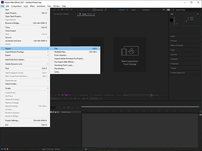 เปิดไฟล์ After Effects