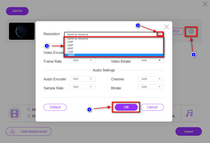 Changer la résolution vidéo