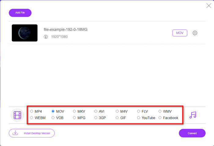 Pilih Output Akhir MOV