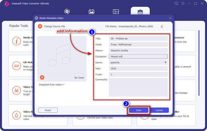 Dodajte FLAC informacije