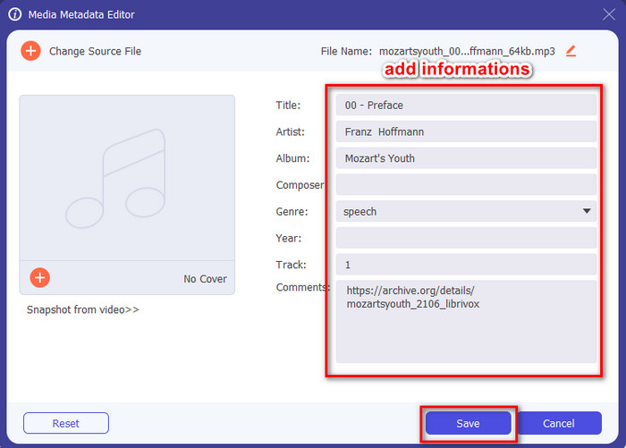 Dodajte MP3 informacije