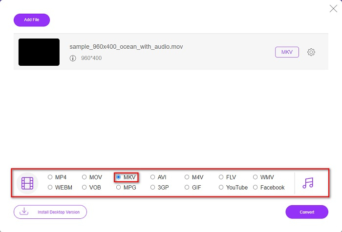 Choose Output Format