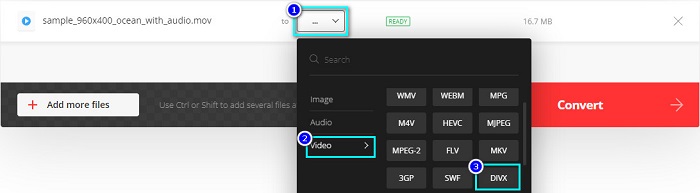 Fare clic su Seleziona formato di output