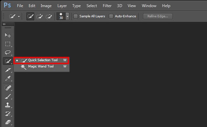 फोटोशॉप में क्विक सिलेक्शन टूल
