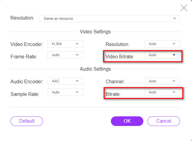 Velocitat de bits d'àudio de vídeo