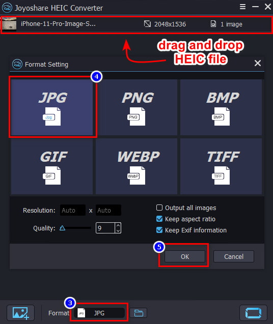 Dodajte datoteku i promijenite format