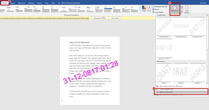 واترمارک ورد را حذف کنید