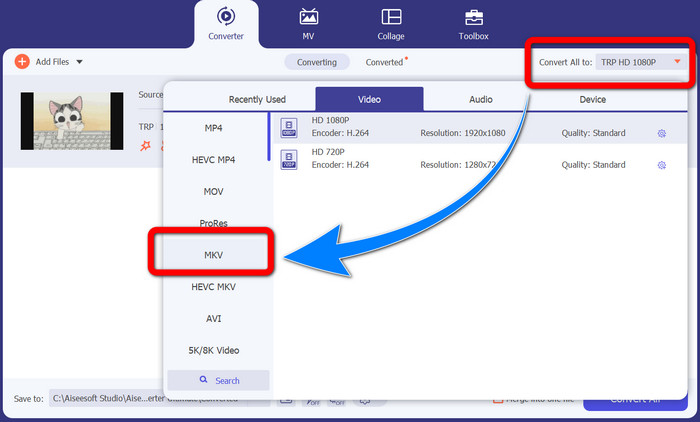 Konversikan ke semua Opsi Format