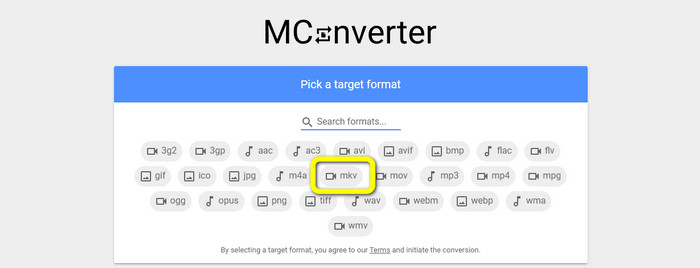 Format Ooptions MKV