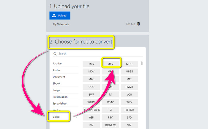 Formatoptionen Video MKV