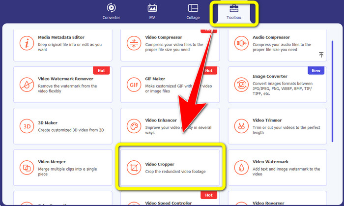 टूलबॉक्स वीडियो क्रॉपर टूल