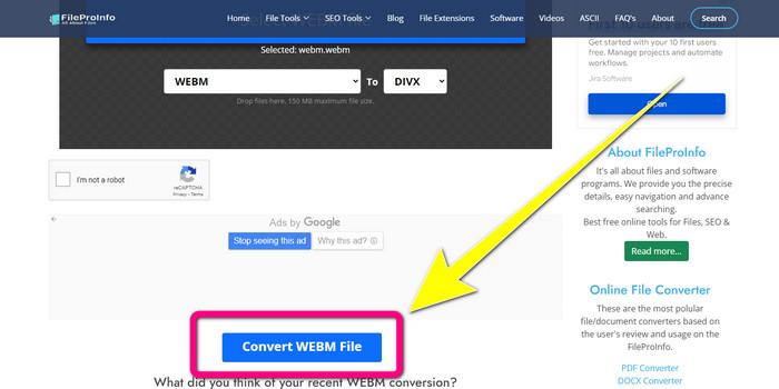 Converti file WEBm