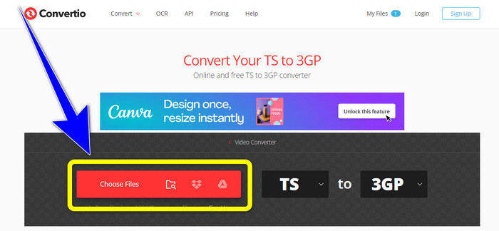 Convertio เลือกไฟล์