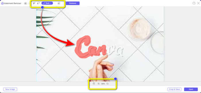 突出显示 Canva 水印图像