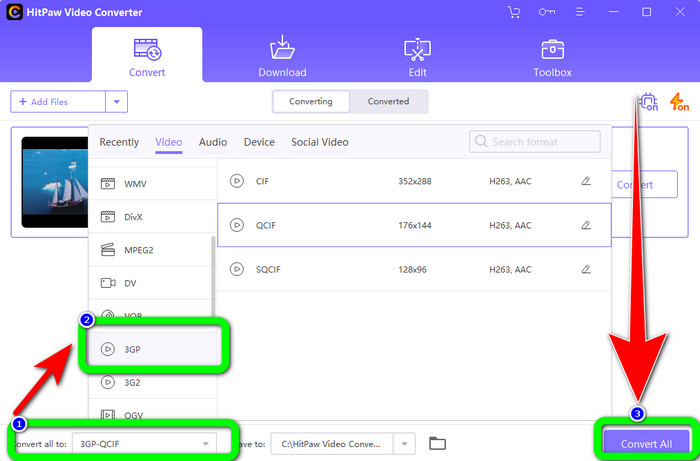 Seleccionar formato 3GP Convertir todo