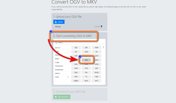 Select MKV File Format