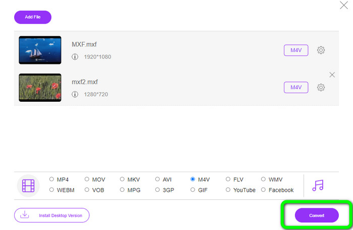 แปลง MXF เป็น M4V