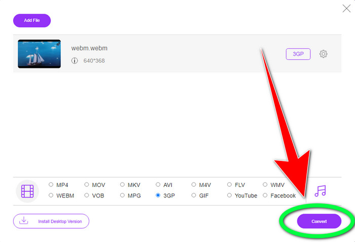 Botão Converter FVC