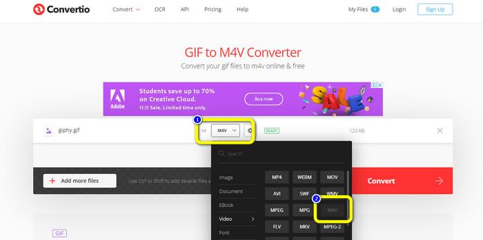 M4V Seleccionar opciones de formato