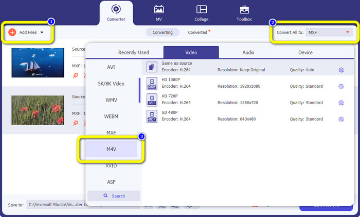 Fichier MXF Ajouter plus