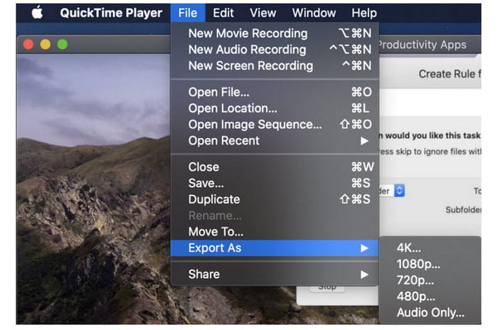 Quicktime сохранить файл