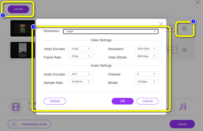 Añadir Cambiar configuración