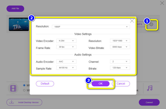 Feu clic a Configuració de vídeo i àudio