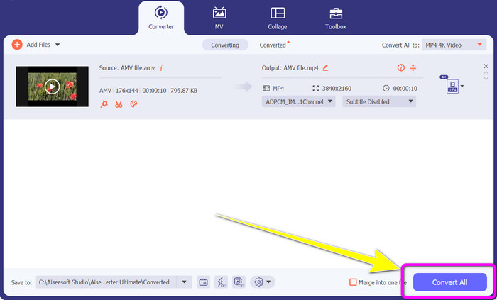 AMV को MP4 अल्टीमेट में बदलें