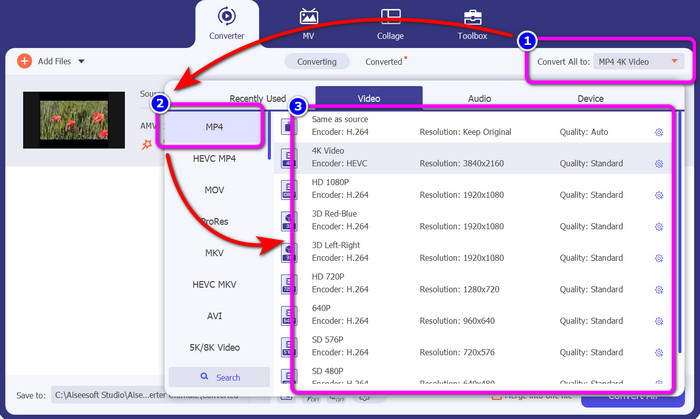 Convertir MP4 Elegir resolución