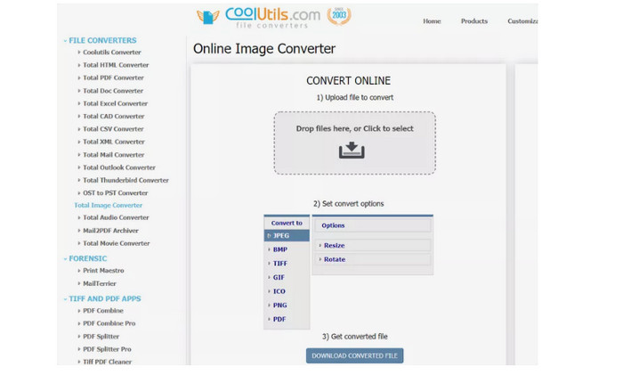 Convertitore di immagini online Coolutils