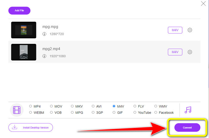 MPG M4V में कनवर्ट करें