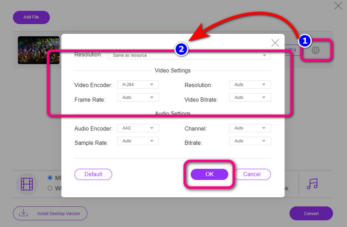 Icono de configuración de AMV en línea