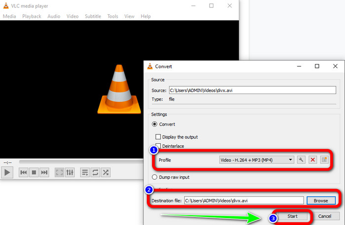 Conversion VLC DIVX MP4