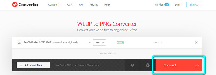 Muunna WEBP PNG Convertio