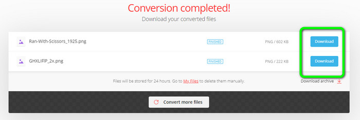 ปุ่มดาวน์โหลด Convertio