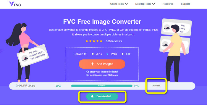 FVC Pritisnite gumb Download