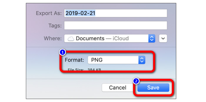 ذخیره فرمت PNG را انتخاب کنید