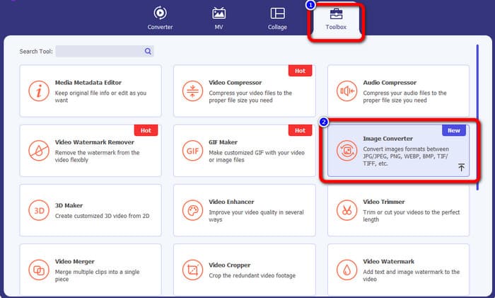 Pilih Kotak Alat Klik Penukar Imej