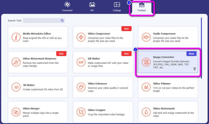 Convertitore di immagini del pannello Toolbox