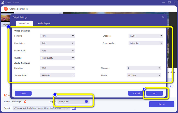 Opción de configuración de salida