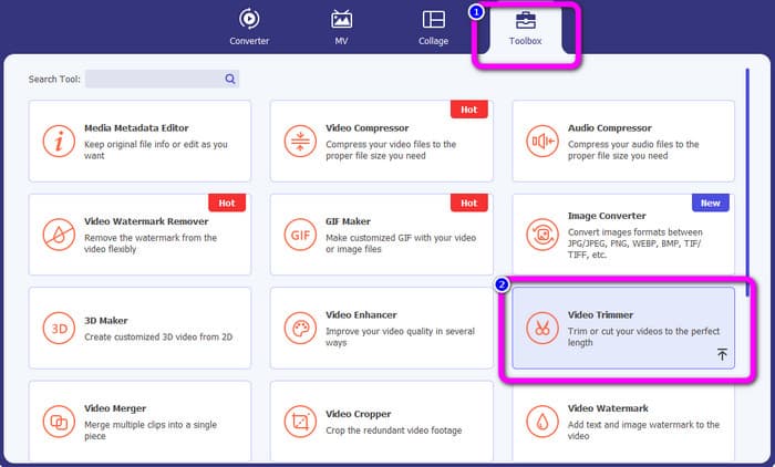 ابزار Video Trimmer Tool را انتخاب کنید